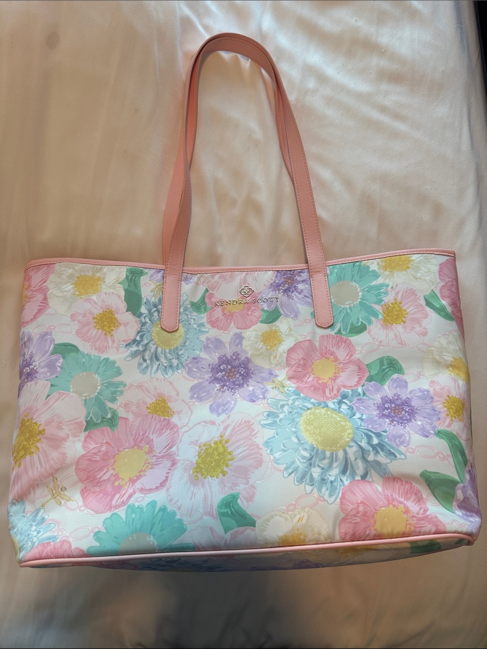 Kendra Scott Pastel Floral Tote in Pink, Mint, Lavender, Yellow